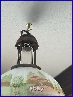 Hanging Aladdin Oil Lamp Model 12, Four post, Withshade 616S Grist Mill