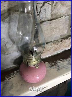 Kerosene Aladdin Lamp Pink Primitive Lamplight Farms Hobnail