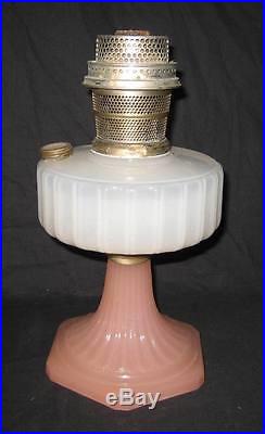 Kerosene Oil Aladdin Corinthian Table Lamp White Moonstone Font Rose Base