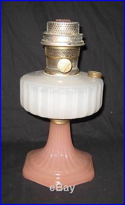 Kerosene Oil Aladdin Corinthian Table Lamp White Moonstone Font Rose Base