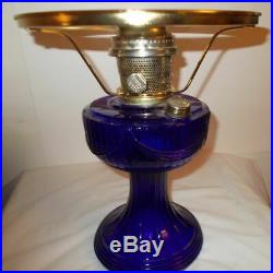 Kerosene Oil Aladdin Lamp dated 1987 Cobalt Blue with 10 inch shade