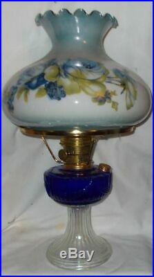 Kerosene Oil Aladdin Lamp dated 2000 Cobalt Blue with 10 inch shade