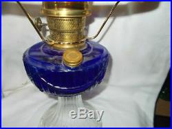 Kerosene Oil Aladdin Lamp dated 2000 Cobalt Blue with 10 inch shade