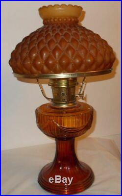 Kerosene Oil Amber Aladdin Lamp dated 1974 with 10 inch Shade