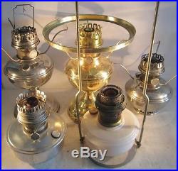 LOT of 5 Aladdin Oil Lamps Alicite Brass Nickle Kerosene 11 23 B Antique Vintage