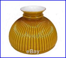 Lamp Shade Aladdin 10 Ribbed Amber Glass Student Kerosene Oil Desk Table Cased