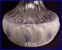 Lamp Shade Frosted Glass Blue Roses 10 in Student Fits Aladdin Kerosene Oil New