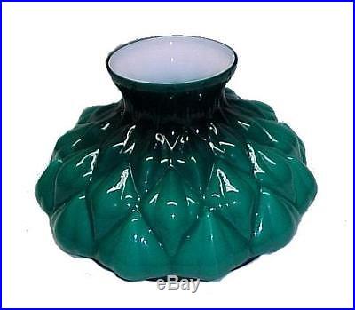 Lamp Shade Green Cased Glass 10 Student Artichoke fits Aladdin Kerosene Oil New