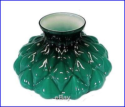 Lamp Shade Green Cased Glass 10 Student Artichoke fits Aladdin Kerosene Oil New