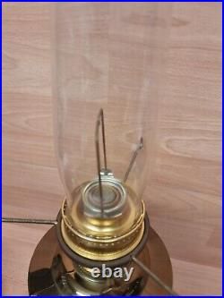 Large And Impressive Brass Aladdin No 23 Oil Lamp With Chimney & Red Glass Shade