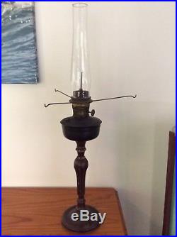 Large antique ALADDIN kerosene mantle lamp with glass font