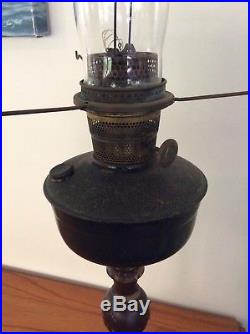 Large antique ALADDIN kerosene mantle lamp with glass font