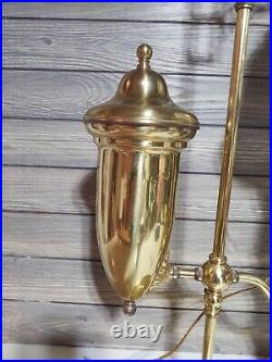 Lg. VTG. Aladdin Student Adjustable Brass Oil Tank Hurricane Electric Desk Lamp