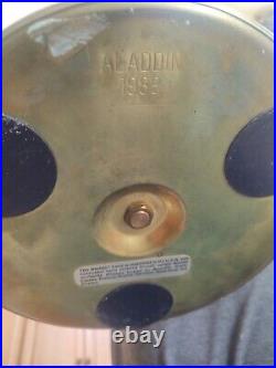 Lg. VTG. Aladdin Student Adjustable Brass Oil Tank Hurricane Electric Desk Lamp