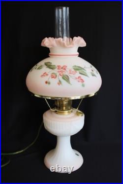 Limited Edition Short Lincoln Drape Fenton Aladdin Knights Hand Painted Oil Lamp