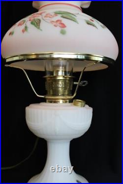 Limited Edition Short Lincoln Drape Fenton Aladdin Knights Hand Painted Oil Lamp