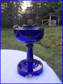 Lincoln Drape Aladdin Oil Lamp Cobalt Blue B76 Scalloped Foot Original 1940's