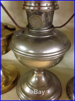Lot Of 5 Aladdin Oil Lamp Shiny Brass/silver No Glass Kerosene. One Rayo