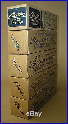 Lot of 5 Aladdin Lox On Oil Lamp Chimneys New Old Stock Boxes 12A, B, C, 21C, 23
