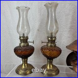 Lot of 9 Antique Oil Lamps with Chimneys Brass, Glass & Metal Aladdin #23