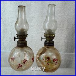 Lot of 9 Antique Oil Lamps with Chimneys Brass, Glass & Metal Aladdin #23