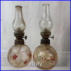 Lot of 9 Antique Oil Lamps with Chimneys Brass, Glass & Metal Aladdin #23