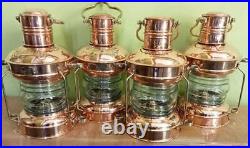 Lots Of 4 Nautical Lantern Boat Light Brass & Copper Anchor Maritime Oil Lamp