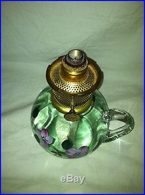 Ltd Ed 440\ 500 Aladdin Fenton Green 1994 Oil Lamp Mod. 23 By Marilyn Wagner RARE