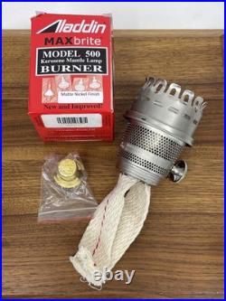 MATTE Nickel ALADDIN MaxBrite Improved Model 500 Kerosene Mantle Lamp Burner NIB