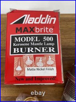 MATTE Nickel ALADDIN MaxBrite Improved Model 500 Kerosene Mantle Lamp Burner NIB