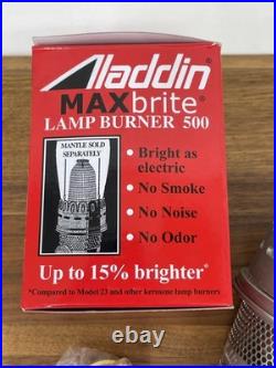 MATTE Nickel ALADDIN MaxBrite Improved Model 500 Kerosene Mantle Lamp Burner NIB
