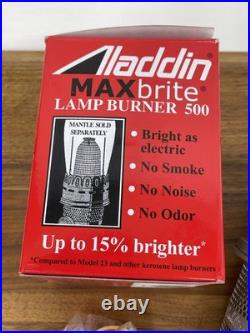 MATTE Nickel ALADDIN MaxBrite Improved Model 500 Kerosene Mantle Lamp Burner NIB