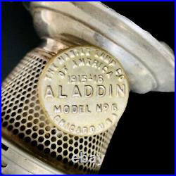 Mantle Lamp 1915-16 Aladdin No 5 Kerosene Lamp & 8 Panel Satin Glass #204 Shade