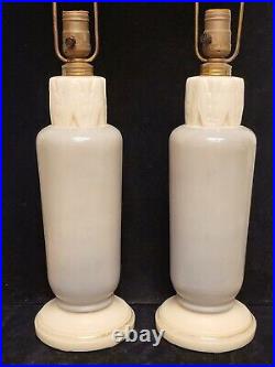 Matching Pair Of Vintage Aladdin Alacite Floral 3 Way Electric Lamps 25 Tall