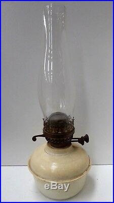 Metal Kerosene Lamp Base British Brass Double Burner Aladdin Glass Chimney