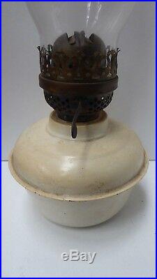 Metal Kerosene Lamp Base British Brass Double Burner Aladdin Glass Chimney