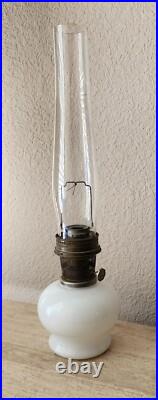 Mid-Century Vintage 23 Kerosene Oil Aladdin Lamp Gold Floral Milk Glass Chimney