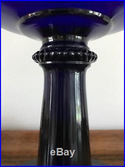 Mint SCALOPPED Foot Aladdin Oil Kerosene Lamp B-76 Cobalt Tall Lincoln Drape