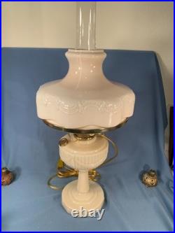 Model B-75 Aladdin Alacite Glass Lincoln Drape Oil Lamp Electric w Alacite Shade