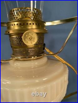 Model B-75 Aladdin Alacite Glass Lincoln Drape Oil Lamp Electric w Alacite Shade