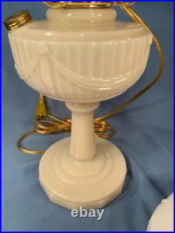 Model B-75 Aladdin Alacite Glass Lincoln Drape Oil Lamp Electric w Alacite Shade