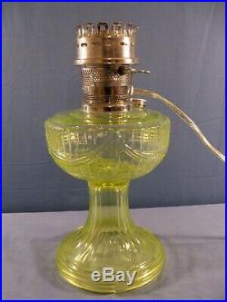 Mosser Glass Aladdin Lamps Limited Edition Vaseline Glass Lamp Electrified