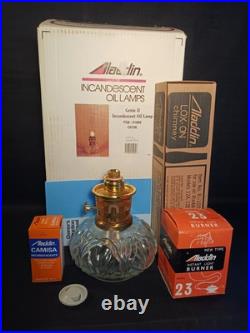 NIB Aladdin Oil Lamp Genie II withKerosene Burner, Gallery, Chimney, Mantle