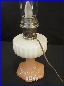 NICE C. 1936 ALADDIN B-126 MOONSTONE ROSE CORINTHIAN KEROSENE OIL LAMP USA