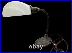 NM Antique Art Deco ALADDIN Mfg. Co Adjustable Gooseneck Lamp #0523 Milk Glass