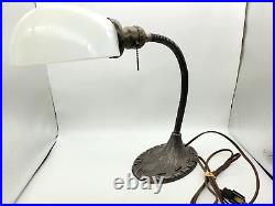 NM Antique Art Deco ALADDIN Mfg. Co Adjustable Gooseneck Lamp #0523 Milk Glass