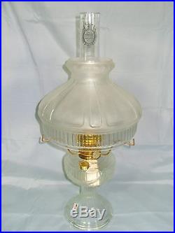 NOS Clear Lincoln Drape Aladdin Lamp Kerosene Oil Model 23 Burner With Glass Shade