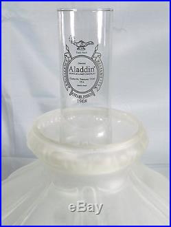 NOS Clear Lincoln Drape Aladdin Lamp Kerosene Oil Model 23 Burner With Glass Shade