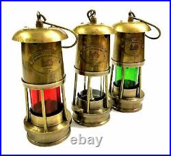 Nautical Brass Minor Lamp Boat Ship Lantern Oil Lamp Décor set of 3 lamps