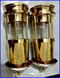 Nautical Set of 2 Brass Minor Oil Lamp Ship Lantern Maritime Boat Lamp
